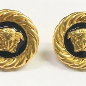 Medusa stud earrings Grecian Vintage Goldtone